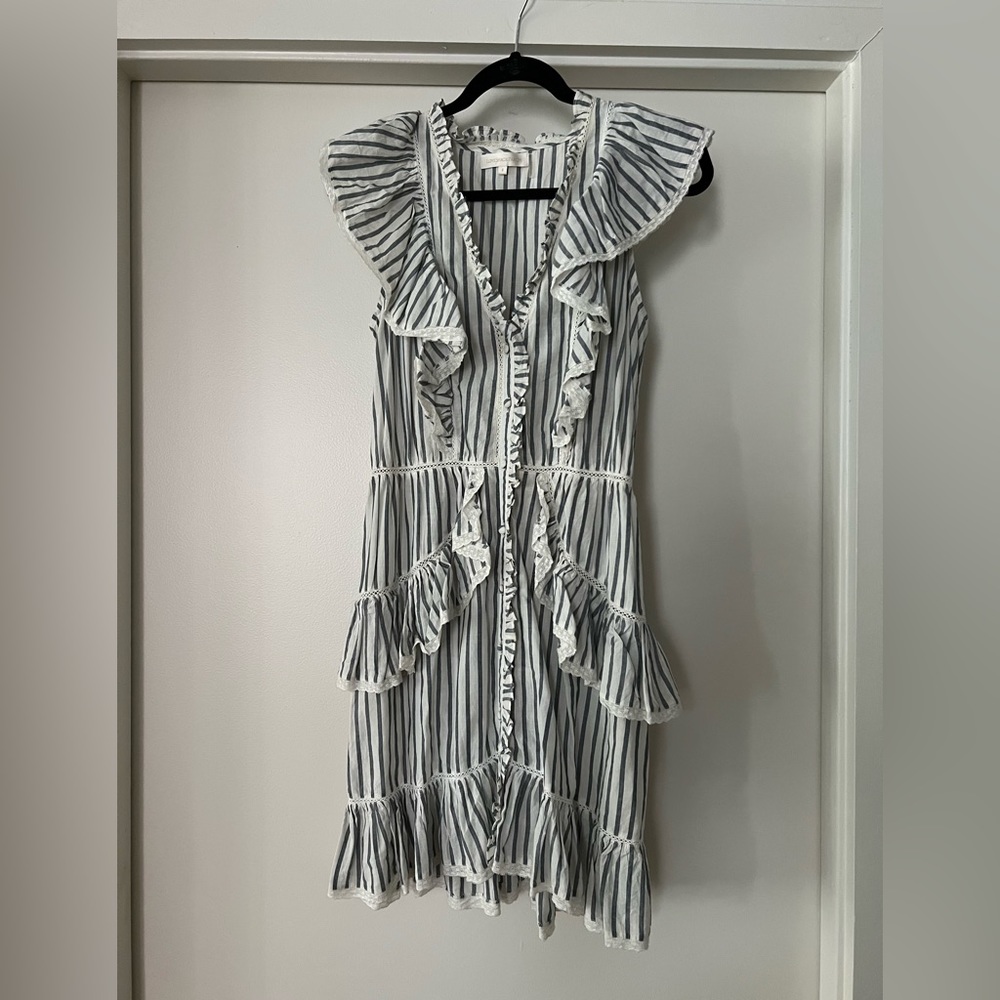 Loveshack Fancy Flutter Sleeve Button Down Stripe… - image 4